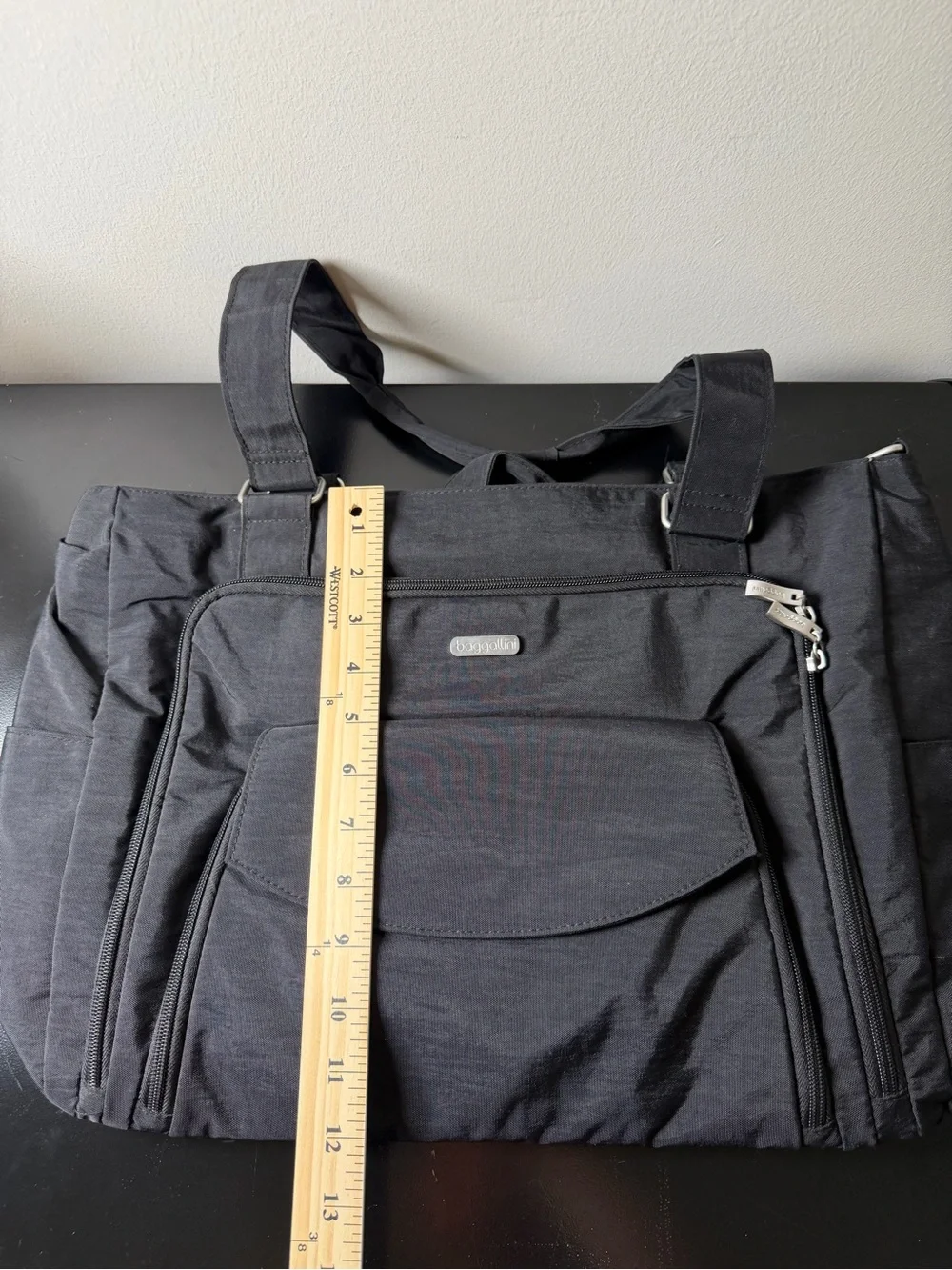 Baggallini Black Laptop Tote with Multiple Zip Pockets